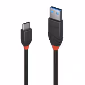 LINDY Black Line 1m USB-A to USB-C Cable 10Gbps 5V