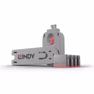 LINDY USB-A Port Blocker Kit Pink 1 Key & 4 Locks