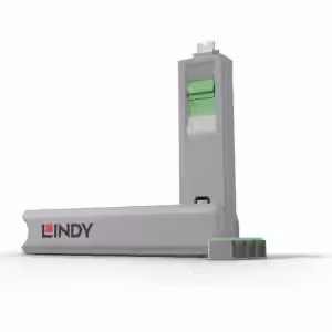 LINDY USB-C Port Blocker Kit Green (1 Key & 4 Locks)
