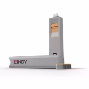 LINDY USB-C Port Blocker Kit Orange with 1 Key and 4 Locks