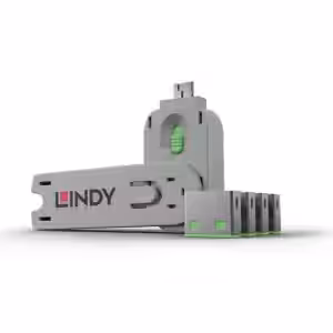 LINDY USB-A Port Blocker Kit Green 1 Key and 4 Locks