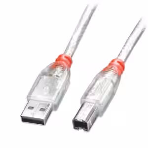 LINDY 41753 USB 2.0 Type A to B Cable, Transparent, 2m