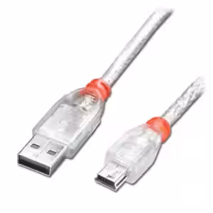 LINDY USB 2.0 Type A to Mini-B Cable Transparent 0.2m