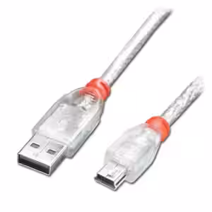LINDY 3m USB 2.0 Type A to Mini-B Cable, Transparent 41784