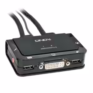 LINDY 42341 2 Port DVI-D Single Link USB 2.0 & Audio Compact KVM Switch