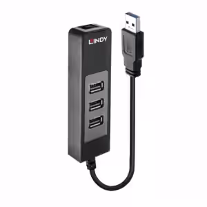 LINDY 43176 3 Port USB 3.0 Type A Hub and Gigabit Ethernet Converter