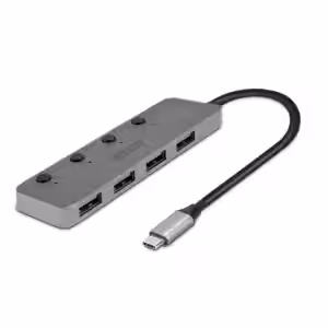Lindy 43383 4 Port USB 3.2 Type C Hub with Individual On/Off Switches