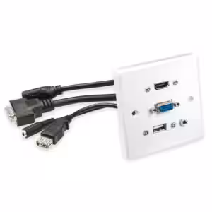 LINDY 60220 Multi AV Faceplate with HDMI VGA USB & Audio Trailing Leads
