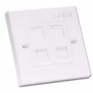 LINDY 60566 CAT6 Single Wall Plate with 2 x RJ-45 Shuttered Sockets Unshielded