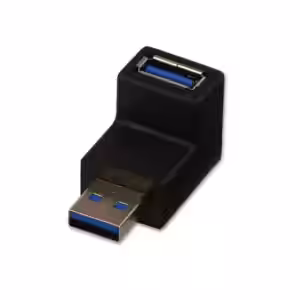 LINDY USB 3.2 Type A Male to Female 90 Degree Down Right Angle Adapter Black