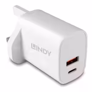 Lindy 73416 20W Dual Port USB-A & USB-C Power Delivery Wall Charger