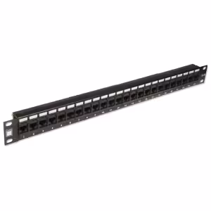 LINDY 20756 CAT5e 19 Inch 1U 24 Port RJ-45 Unshielded Patch Panel Black (No. 66034)