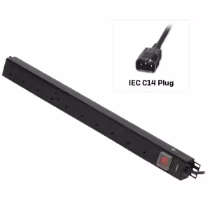 LINDY 29986 10 Way UK Mains Sockets Vertical PDU with IEC Cable Black
