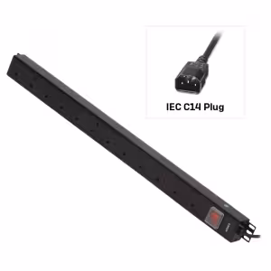 LINDY 12 Way UK Mains Vertical PDU with 3m IEC C14 Cable Black No. 66034