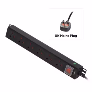 Lindy 29980 6 Way UK Mains Vertical PDU with 3m Cable Black
