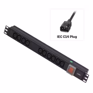 LINDY 29994 1U 10 Way Horizontal PDU with IEC Sockets & 3m Cable Black