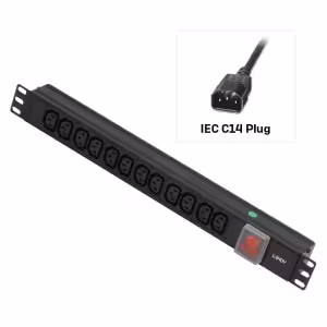 Lindy 29995 1U 12 Way Horizontal IEC PDU with 3m C14 Cable Black