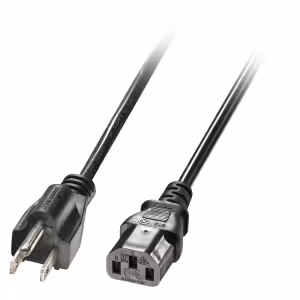 LINDY 2m US 3 Pin to IEC C13 Mains Power Cable Black