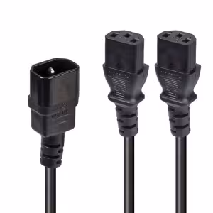 LINDY 1m IEC C14 to 2 x IEC C13 Splitter Cable 250V
