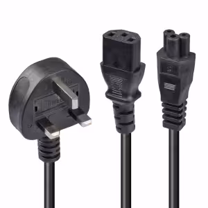 LINDY 30374 UK 3 Pin to IEC C13 & C5 Splitter Cable 2.5m Black 250V