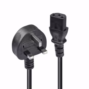 LINDY UK 3 Pin Plug to IEC C13 Mains Power Cable 0.2m Black 250V