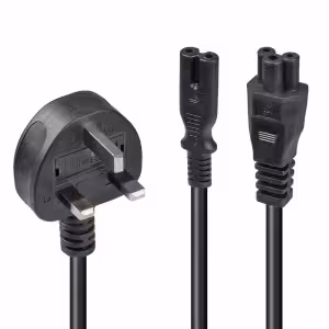 LINDY 2.5m UK 3 Pin Plug to IEC C5 & IEC C7 Splitter Extension Cable 250V Black