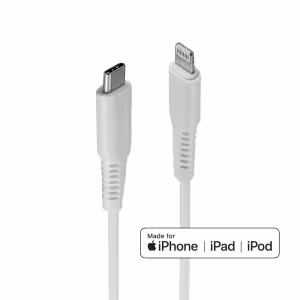 LINDY 0.5m USB Type C to Lightning Cable, White, MFi-certified, PD 2.0