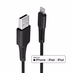 LINDY 31322 3m USB to Lightning Cable, Black MFi Licensed