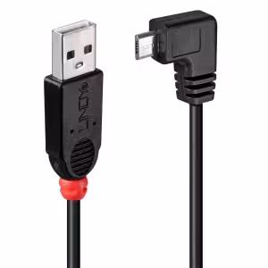 Lindy 31976 1m USB 2.0 Cable Type A to Micro-B 90 Degree Right Angle