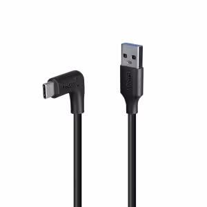 LINDY 1.5m USB 3.2 USB-A to Right-Angled USB-C Cable, 10Gbps, 3A