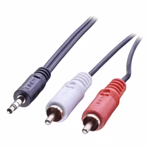 LINDY 10m Phono RCA to 3.5mm Jack Cable, Black, Gold Plated