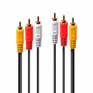 LINDY 1m 3 x Phono RCA Male to Male AV Cable Black Gold Plated