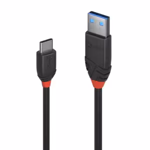 LINDY Black Line USB 3.2 Type A to C Cable 0.5m, 10Gbps, 5V