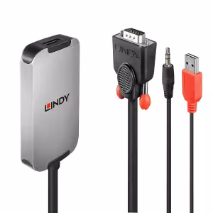 LINDY 38296 VGA to DisplayPort Converter with 3.5mm Audio 1080p USB Powered