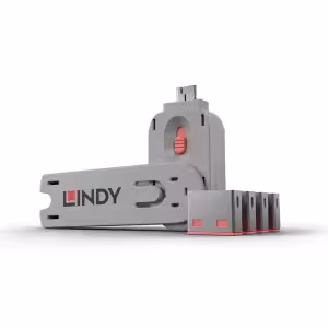 LINDY USB-A Port Blocker Kit Pink 1 Key & 4 Locks