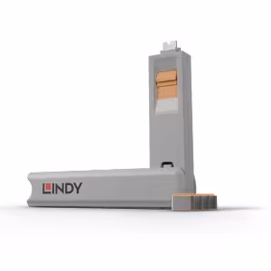 LINDY USB-C Port Blocker Kit Orange with 1 Key and 4 Locks