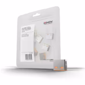 Lindy USB-A Port Blocker Extra Locks Orange 10 Pack