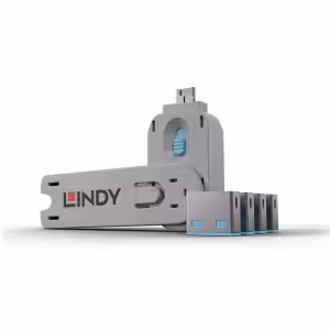 LINDY USB-A Port Blocker Kit Blue (1 Key, 4 Locks)