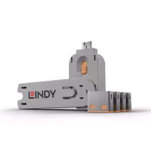 LINDY 40453 USB-A Port Blocker Kit Orange 1 Key & 4 Locks