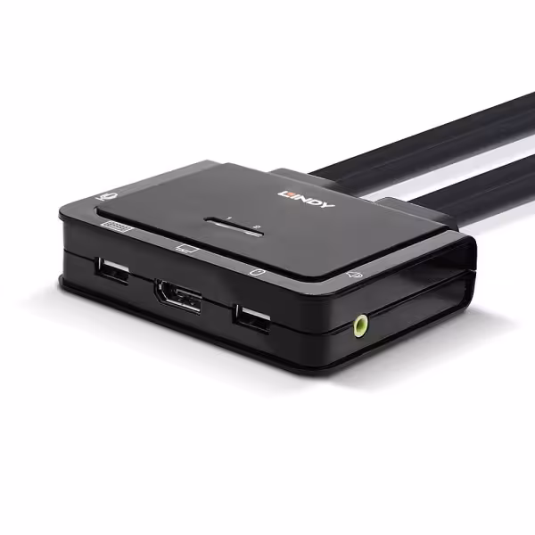 2 Port DisplayPort 1.2, USB Type C, USB 2.0 and Audio Cable KVM Switch