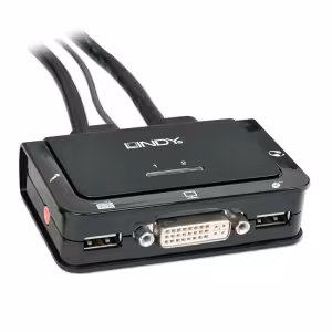 LINDY 42341 2 Port DVI-D Single Link USB 2.0 & Audio Compact KVM Switch