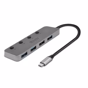 Lindy 43383 4 Port USB 3.2 Type C Hub with Individual On/Off Switches