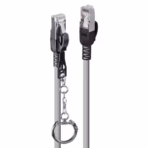 Lindy Cat.6A S/FTP Locking Ethernet Cable 0.5m Grey