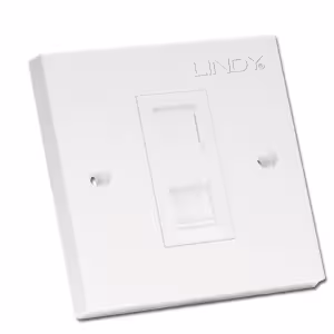 Lindy CAT6 1 Port Unshielded Wall Plate with Shuttered RJ45 Socket