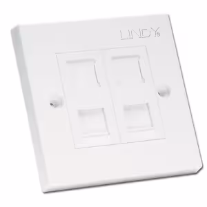 LINDY 60566 CAT6 Single Wall Plate with 2 x RJ-45 Shuttered Sockets Unshielded