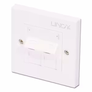 LINDY CAT5e Single Wall Plate 2 x Angled Shuttered RJ45 Sockets Unshielded
