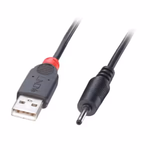 LINDY 70265 1.5m USB Type A to 2.5mm/0.7mm DC Power Cable