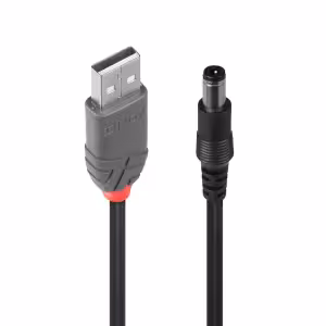 Lindy 70268 USB 2.0 Type A to 5.5mm/2.5mm DC Cable, 1.5m