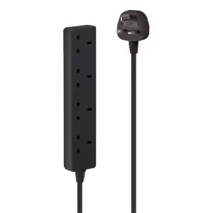 LINDY 4-Way UK Mains Power Extension Lead Black 2m