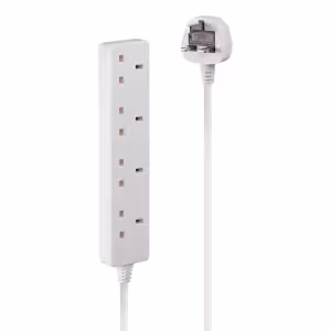 Lindy 73073 4-Way UK Mains Power Extension Lead 5m 13A 250V White